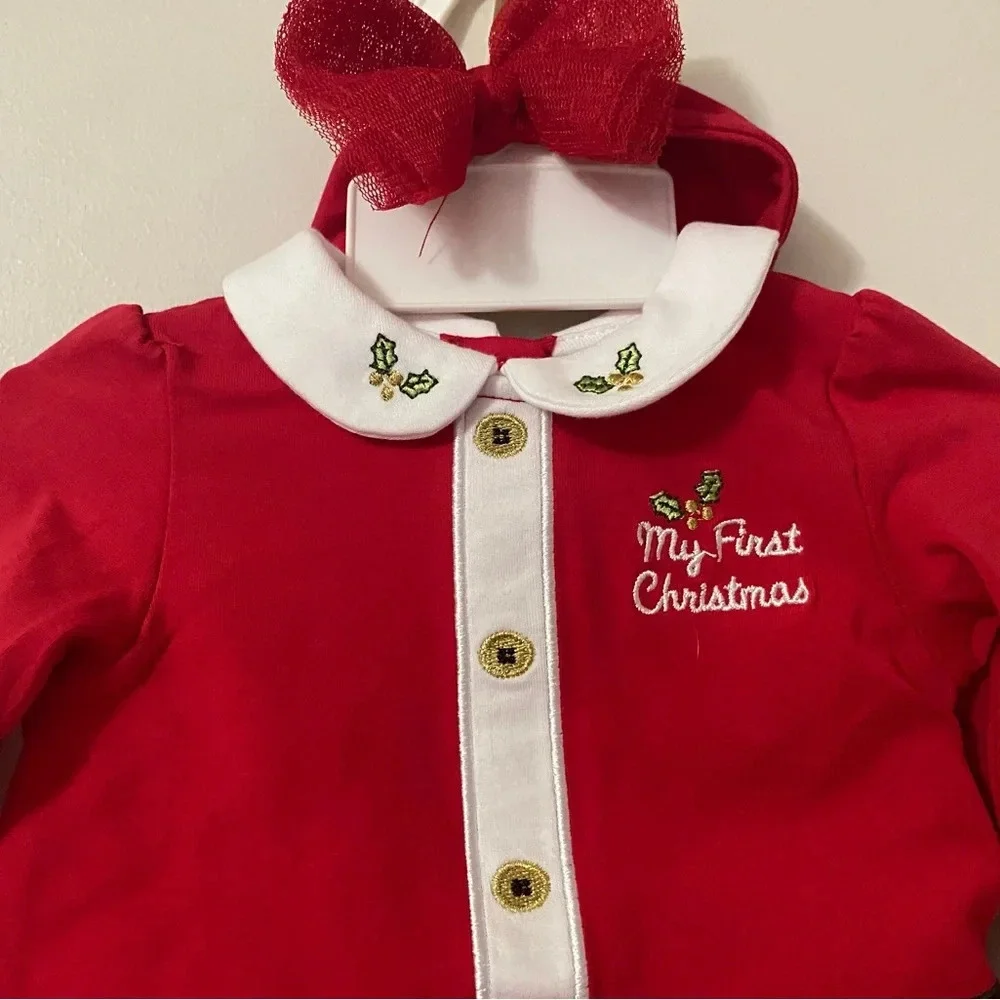 New My 1st Christmas Outfit & Headband